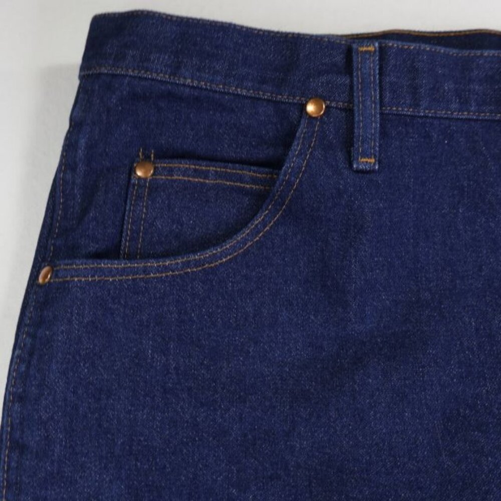 Wrangler Jeans Mens 46x34 Blue Denim Dark Wash Cowboy Cut Rodeo Western - Picture 3 of 7